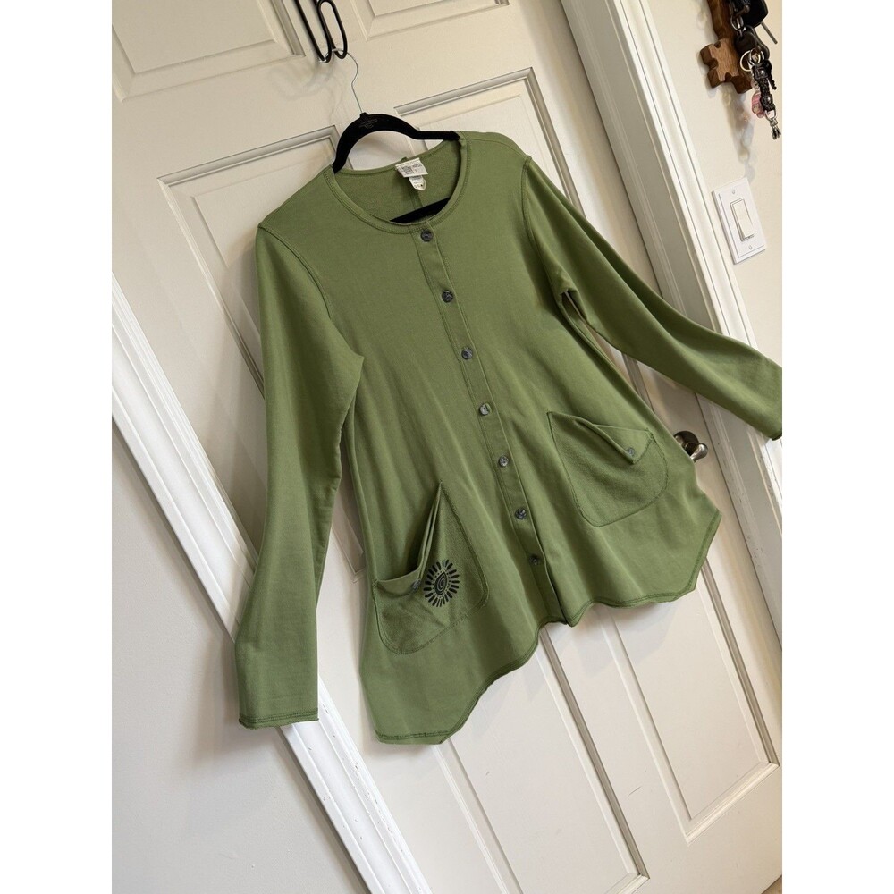 Indigo Artwear Button tunic top Lagenlook Boho Vintage USA Artsy Cottagecore S